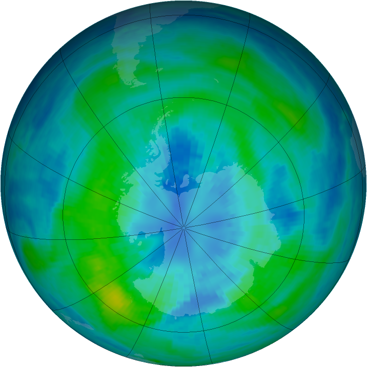 Antarctic ozone map for 01 April 1985